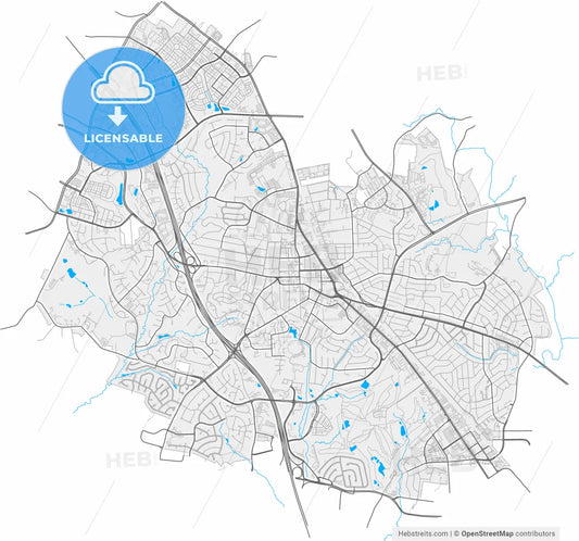 Rockville, Maryland, United States, high resolution vector map - Instant download PDF and JPG