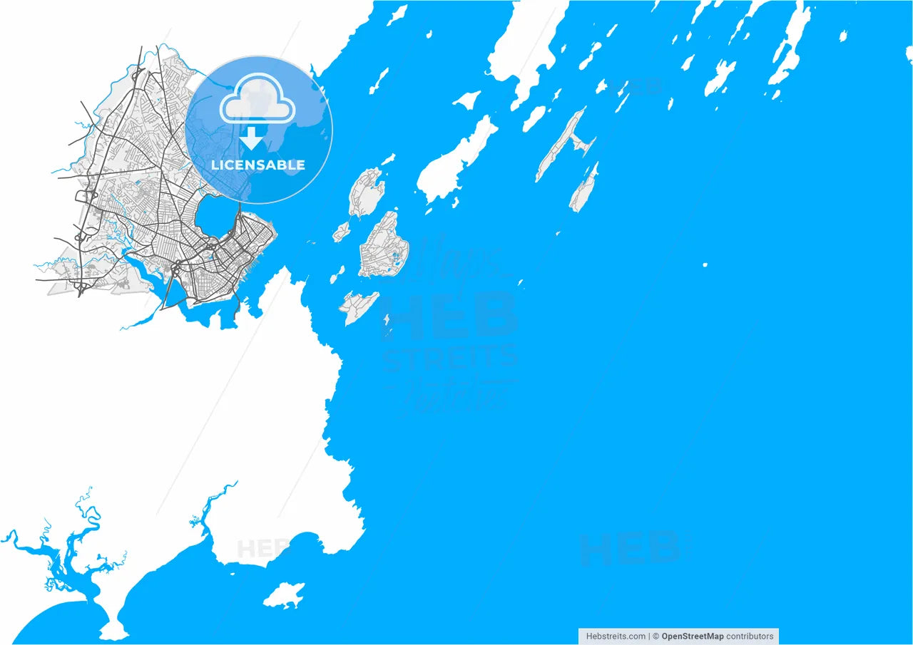 Portland, Maine, United States, high resolution vector map - Instant download PDF and JPG