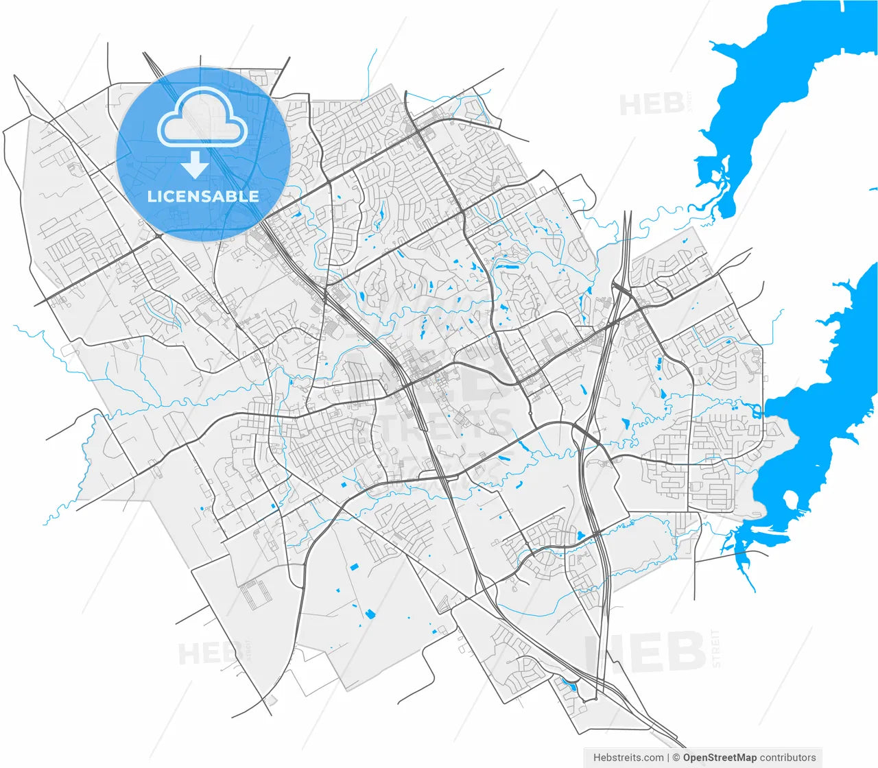 Mansfield, Texas, United States, high resolution vector map - Instant download PDF and JPG