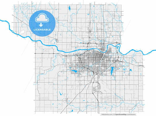 Shawnee, Kansas, United States, high resolution vector map - Instant download PDF and JPG