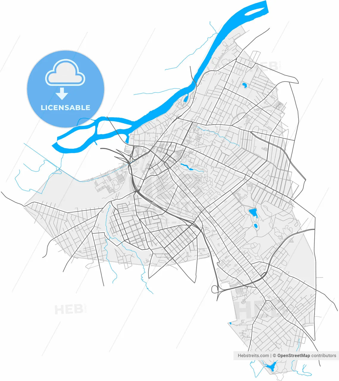 Schenectady, New York, United States, high resolution vector map - Instant download PDF and JPG