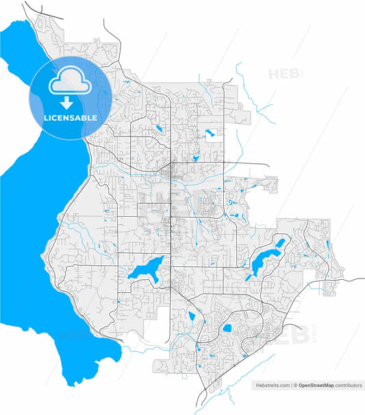 Sammamish, Washington, United States, high resolution vector map - Instant download PDF and JPG