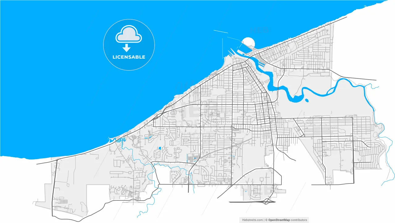 Lorain, Ohio, United States, high resolution vector map - Instant download PDF and JPG