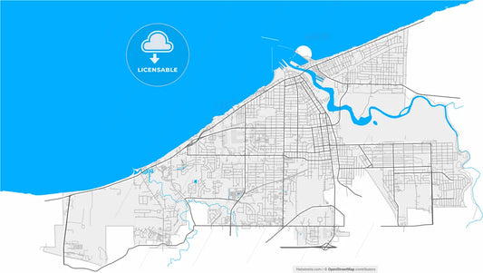 Lorain, Ohio, United States, high resolution vector map - Instant download PDF and JPG