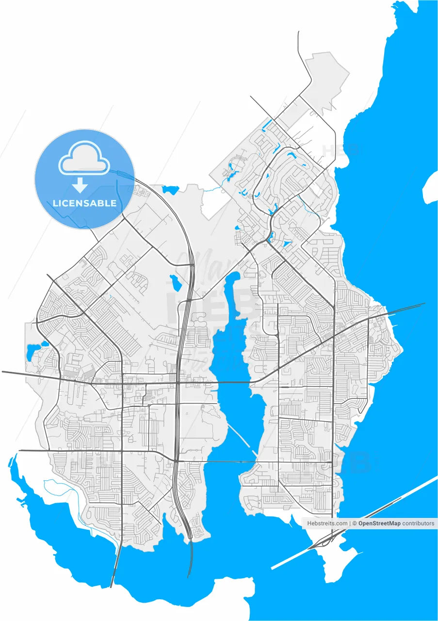 Rowlett, Texas, United States, high resolution vector map - Instant download PDF and JPG