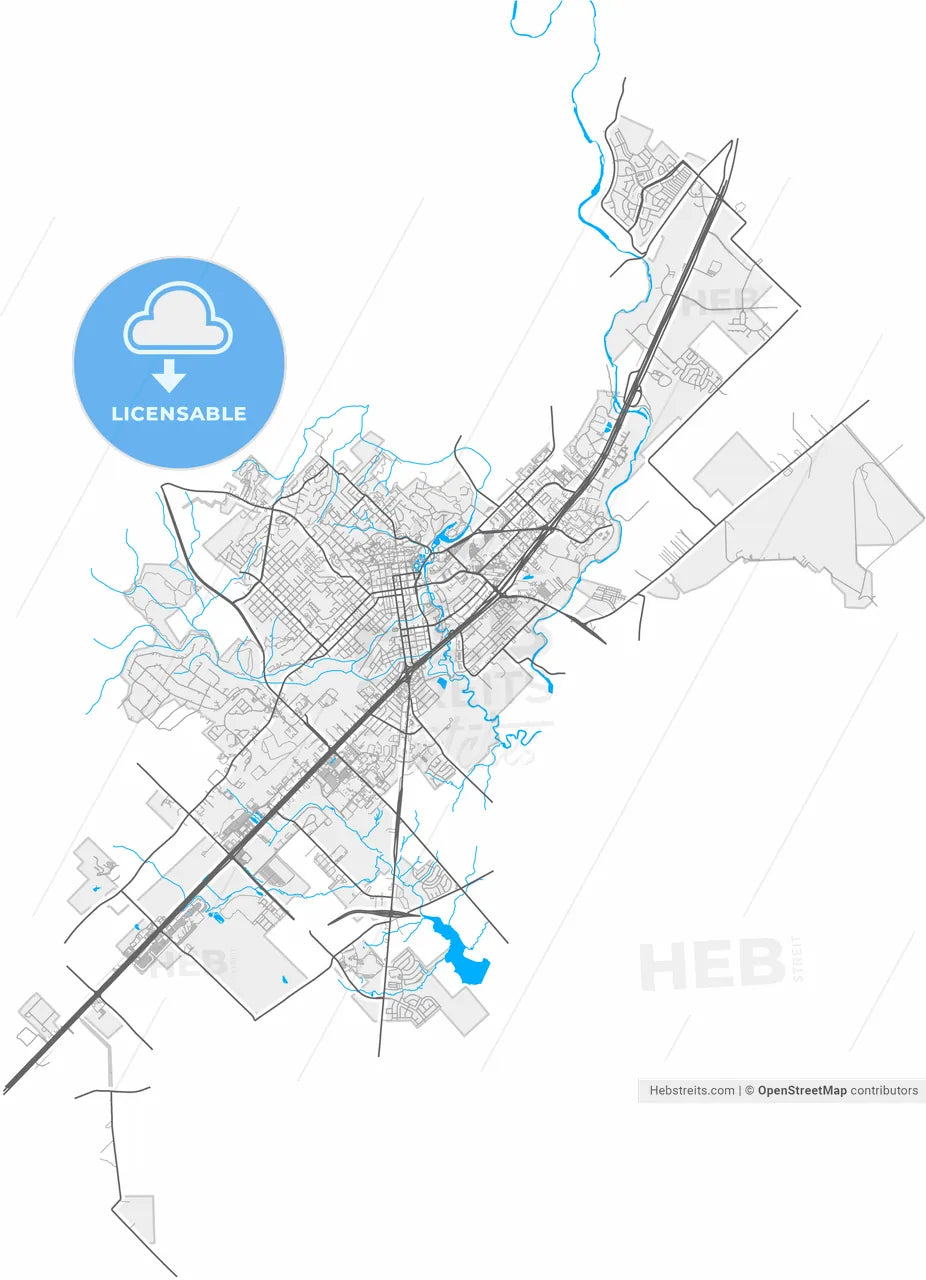 San Marcos, Texas, United States, high resolution vector map - Instant download PDF and JPG