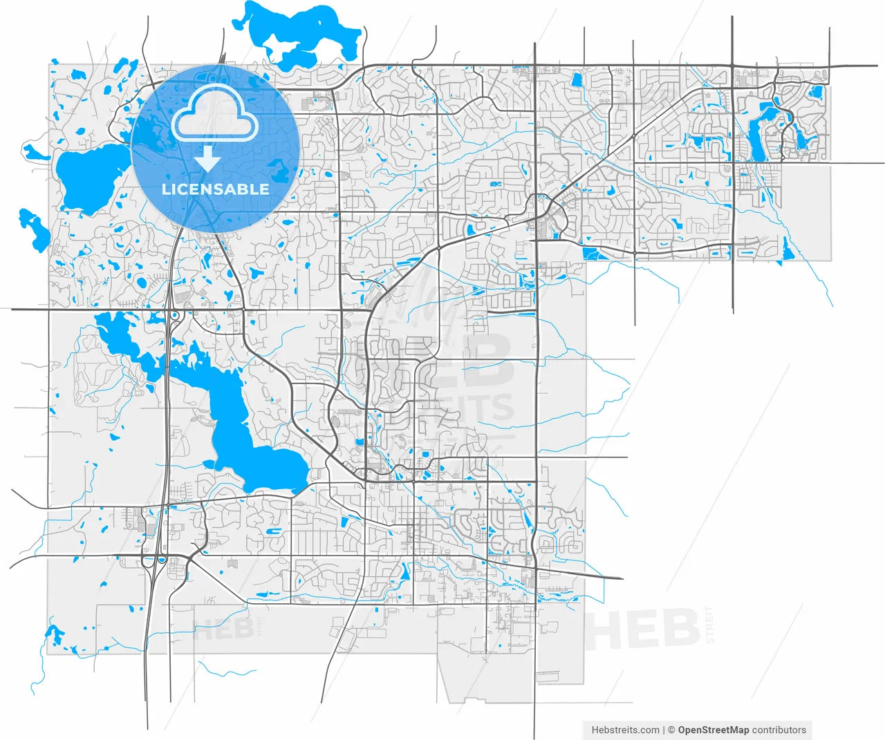 Lakeville, Minnesota, United States, high resolution vector map - Instant download PDF and JPG