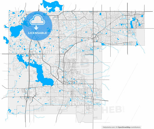 Lakeville, Minnesota, United States, high resolution vector map - Instant download PDF and JPG