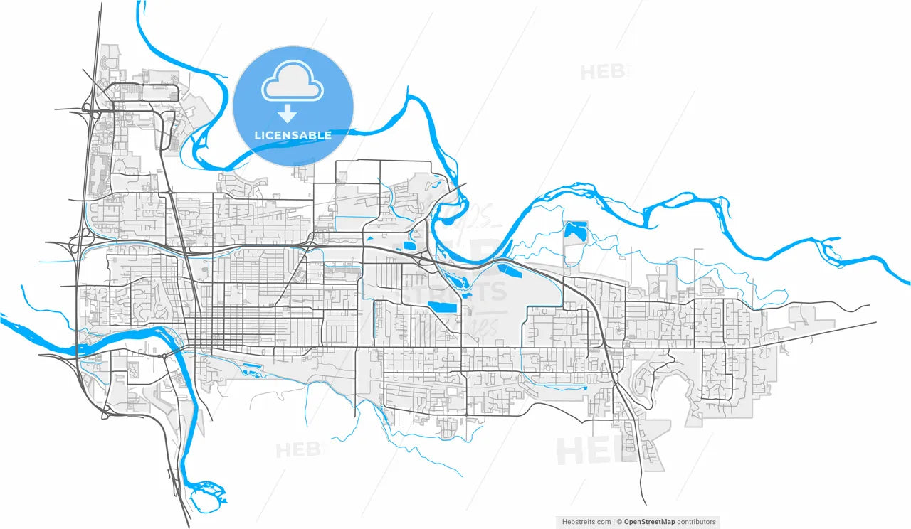 Springfield, Oregon, United States, high resolution vector map - Instant download PDF and JPG