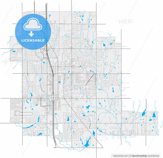 Moore, Oklahoma, United States, high resolution vector map - Instant download PDF and JPG