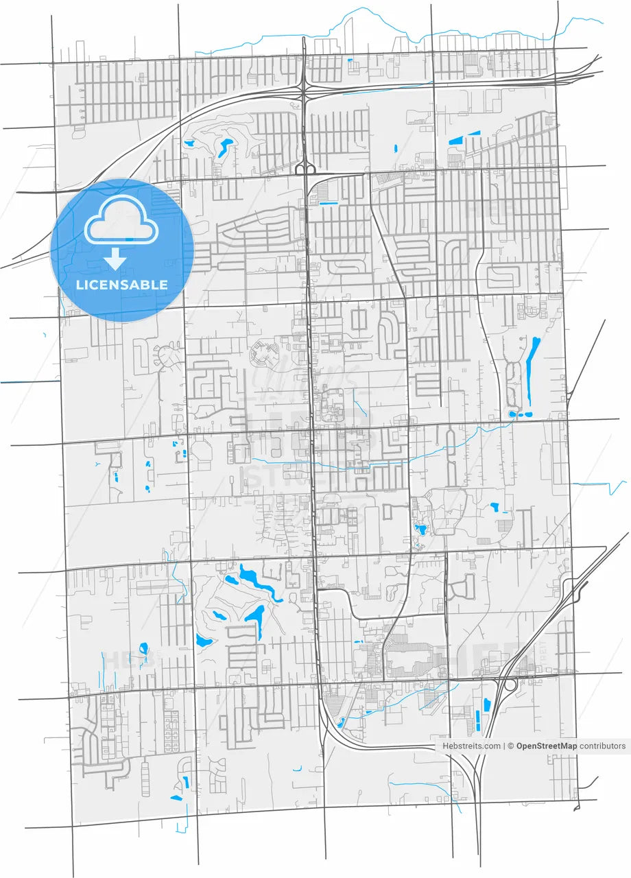 Taylor, Michigan, United States, high resolution vector map - Instant download PDF and JPG