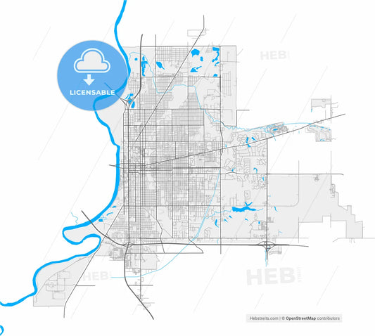 Terre Haute, Indiana, United States, high resolution vector map - Instant download PDF and JPG