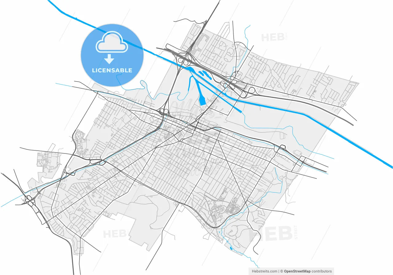 Utica, New York, United States, high resolution vector map - Instant download PDF and JPG