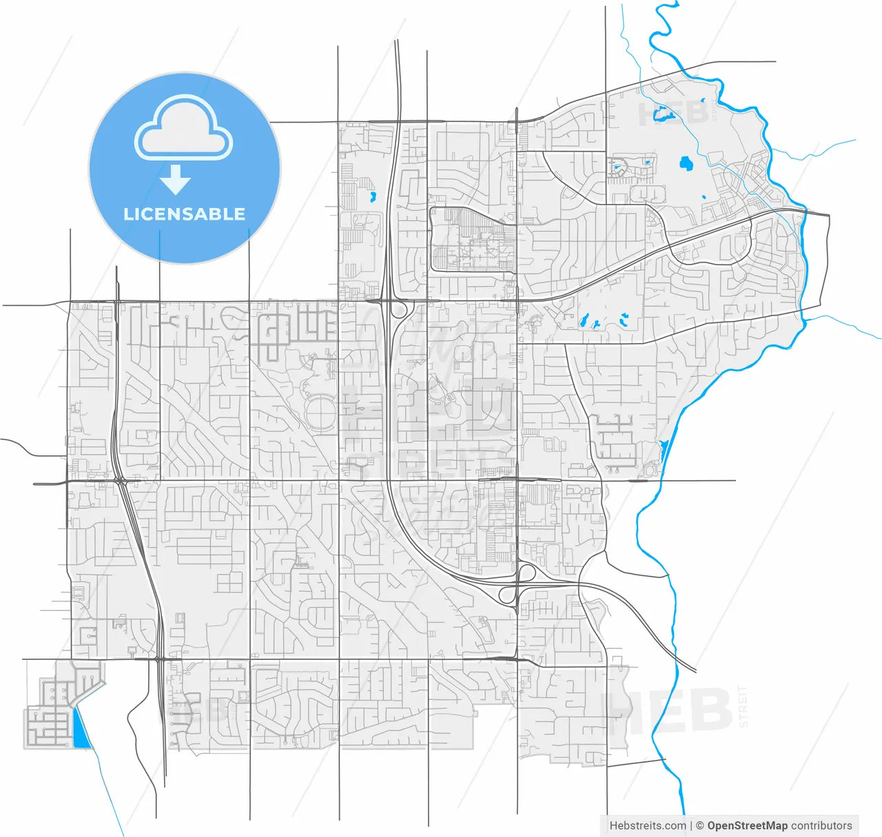 Taylorsville, Utah, United States, high resolution vector map - Instant download PDF and JPG