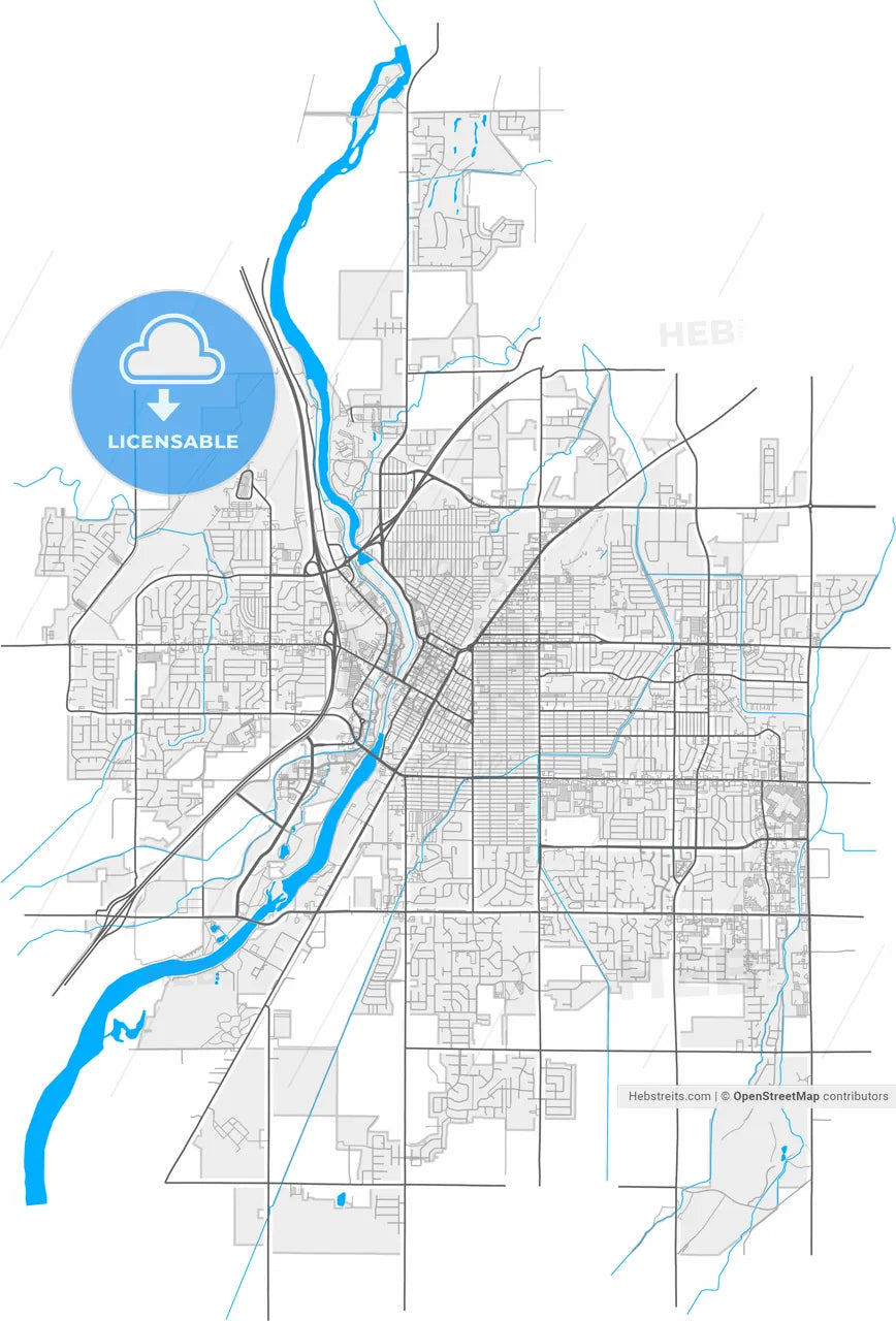 Idaho Falls, Idaho, United States, high resolution vector map - Instant download PDF and JPG