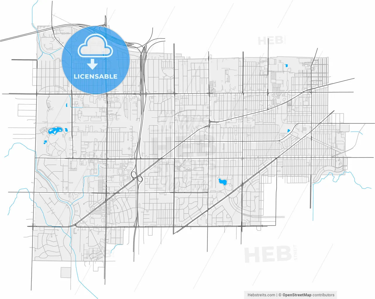 West Allis, Wisconsin, United States, high resolution vector map - Instant download PDF and JPG