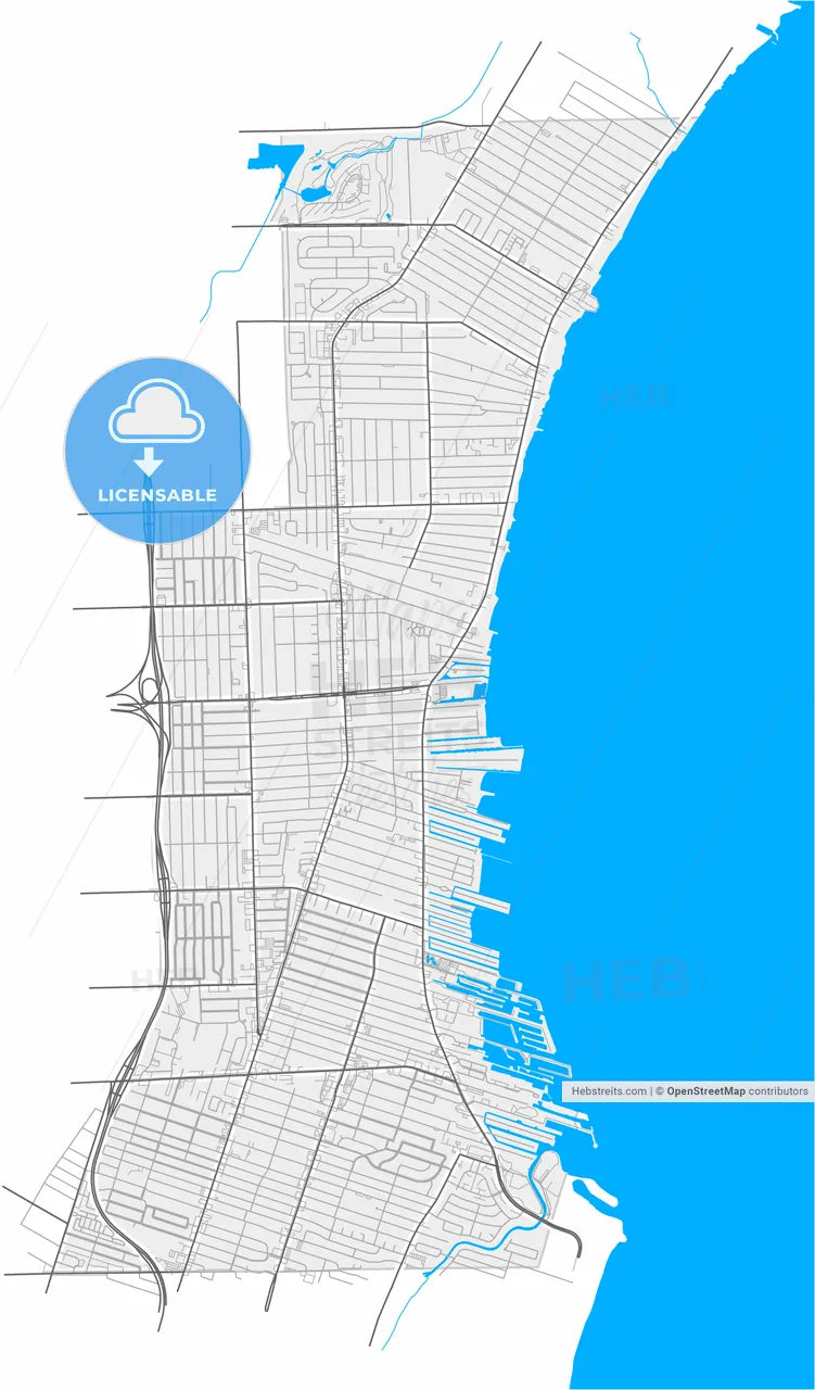 St. Clair Shores, Michigan, United States, high resolution vector map - Instant download PDF and JPG