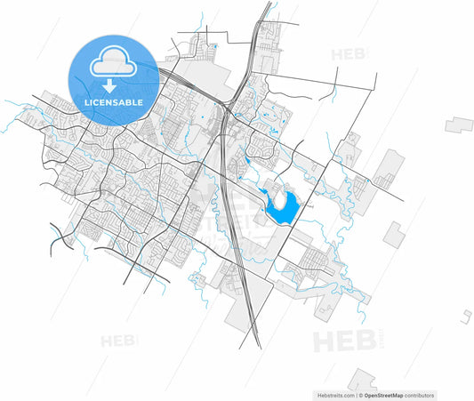 Pflugerville, Texas, United States, high resolution vector map - Instant download PDF and JPG