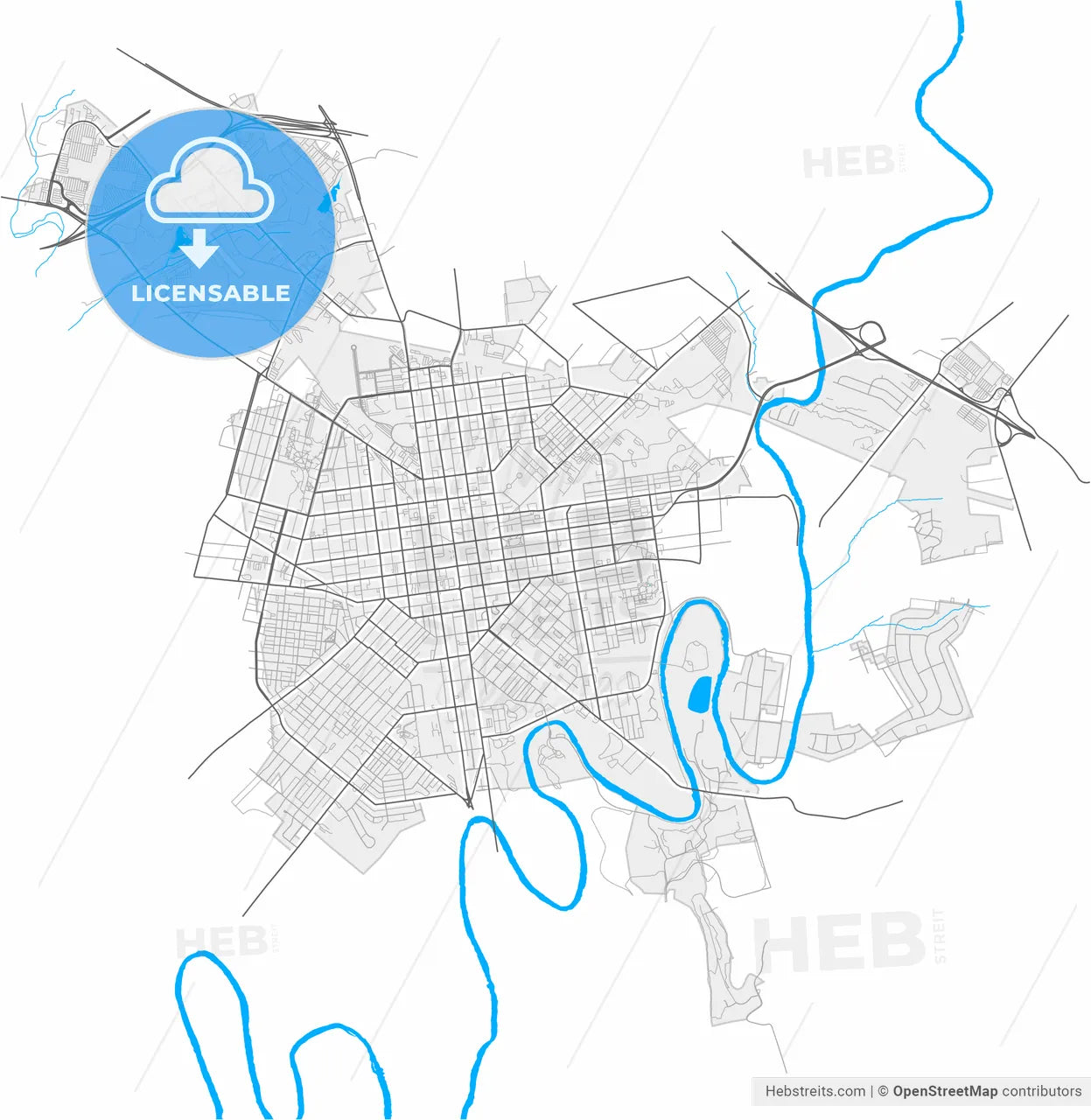 Lancaster, Pennsylvania, United States, high resolution vector map - Instant download PDF and JPG