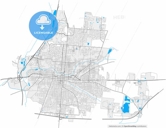 Springfield, Ohio, United States, high resolution vector map - Instant download PDF and JPG
