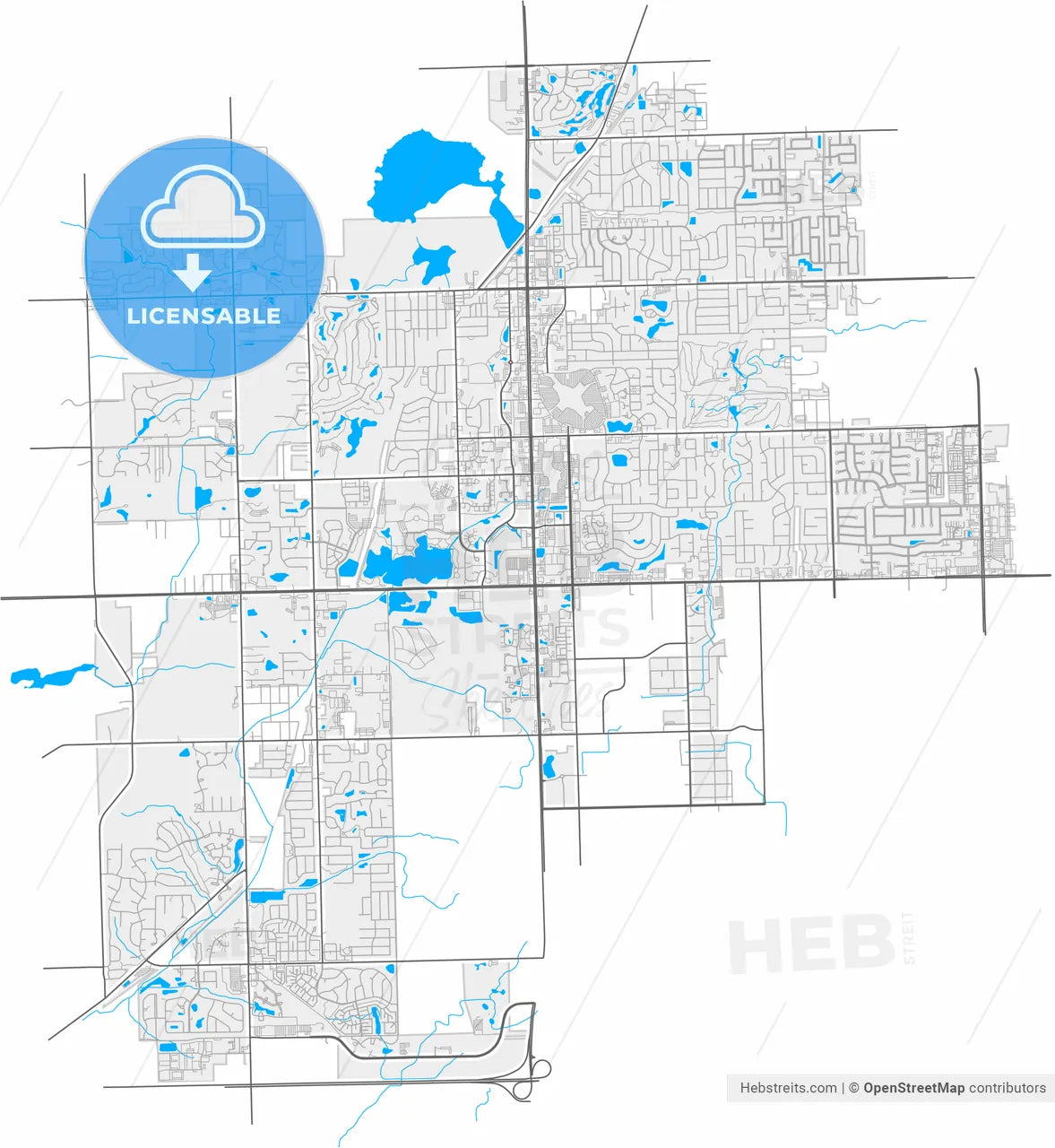 Orland Park, Illinois, United States, high resolution vector map - Instant download PDF and JPG