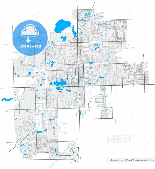 Orland Park, Illinois, United States, high resolution vector map - Instant download PDF and JPG