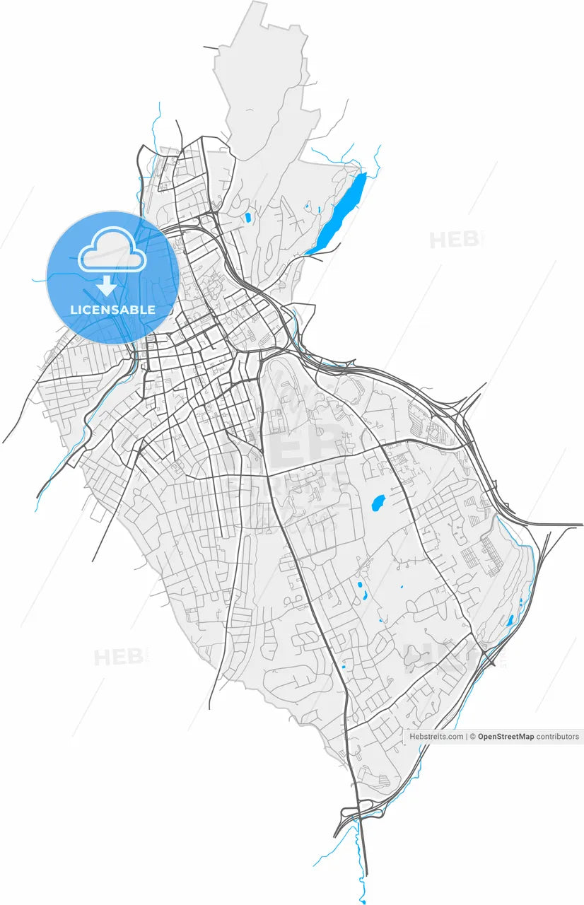 White Plains, New York, United States, high resolution vector map - Instant download PDF and JPG