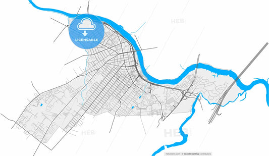 New Brunswick, New Jersey, United States, high resolution vector map - Instant download PDF and JPG