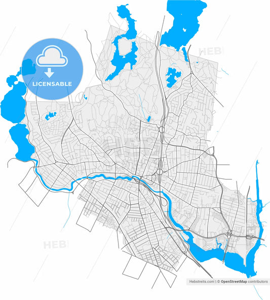 Medford, Massachusetts, United States, high resolution vector map - Instant download PDF and JPG
