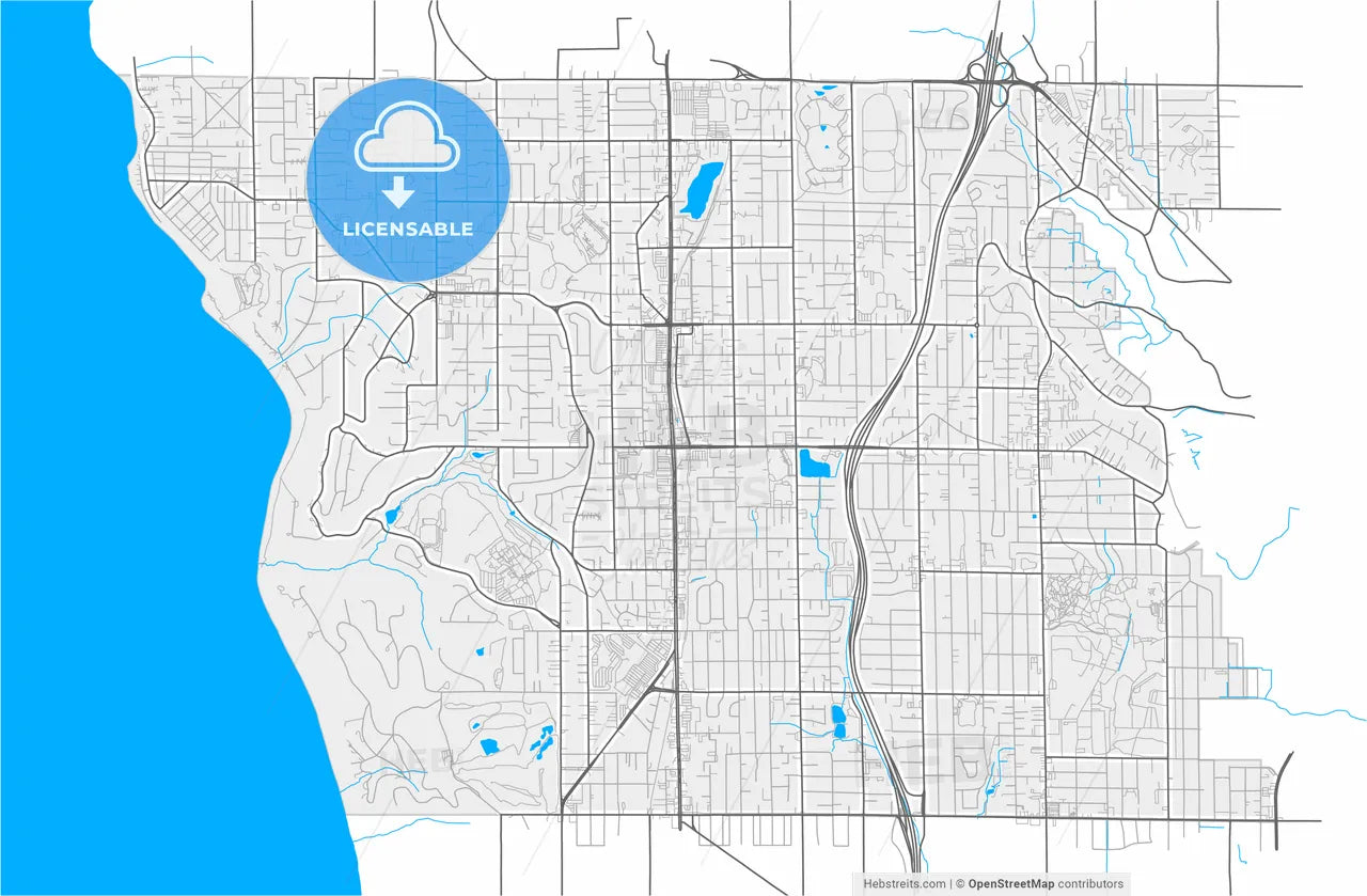Shoreline, Washington, United States, high resolution vector map - Instant download PDF and JPG