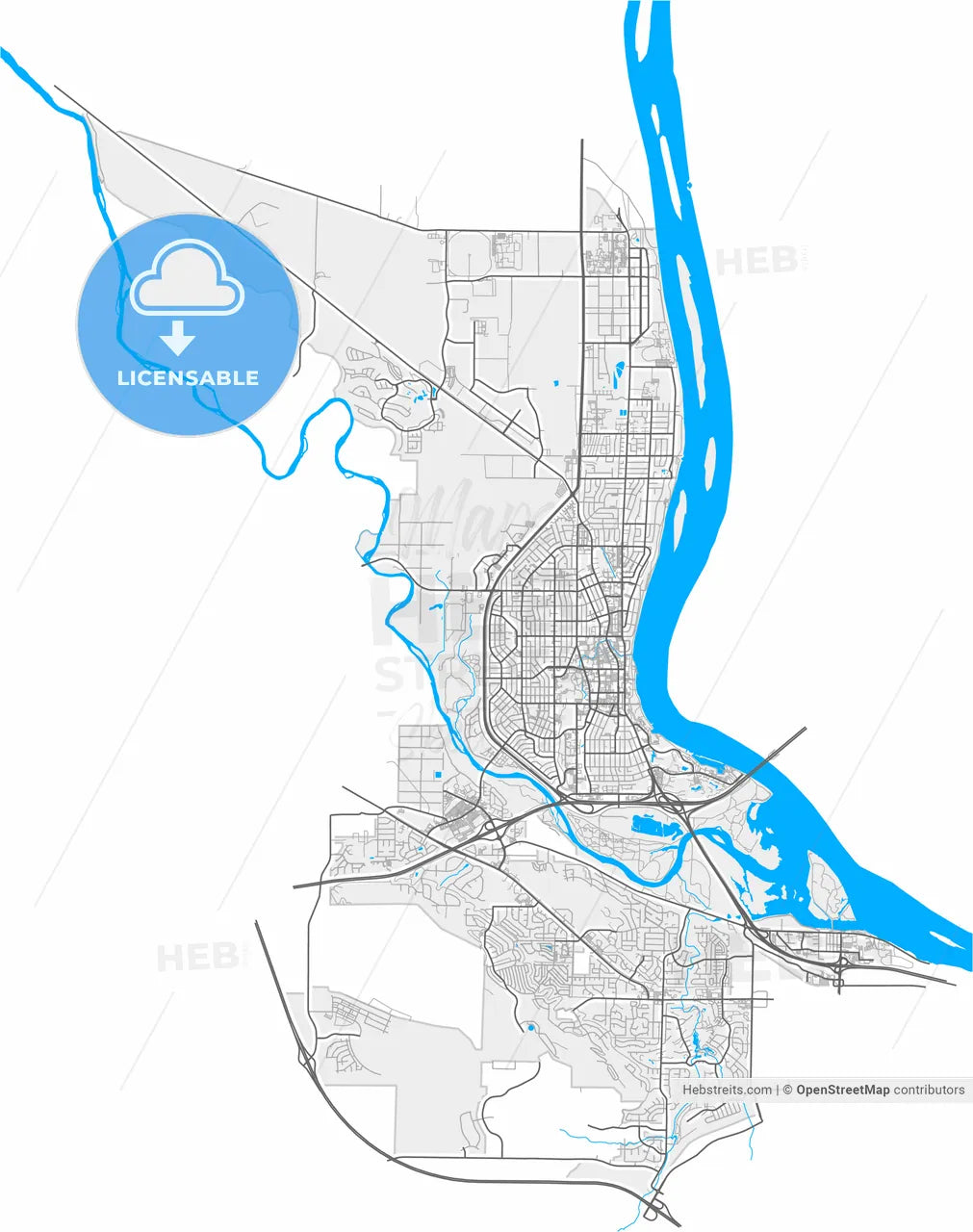 Richland, Washington, United States, high resolution vector map - Instant download PDF and JPG