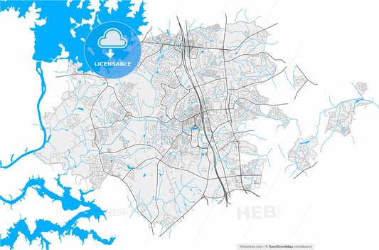 Huntersville, North Carolina, United States, high resolution vector map - Instant download PDF and JPG