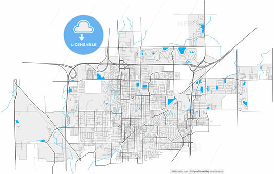 Normal, Illinois, United States, high resolution vector map - Instant download PDF and JPG