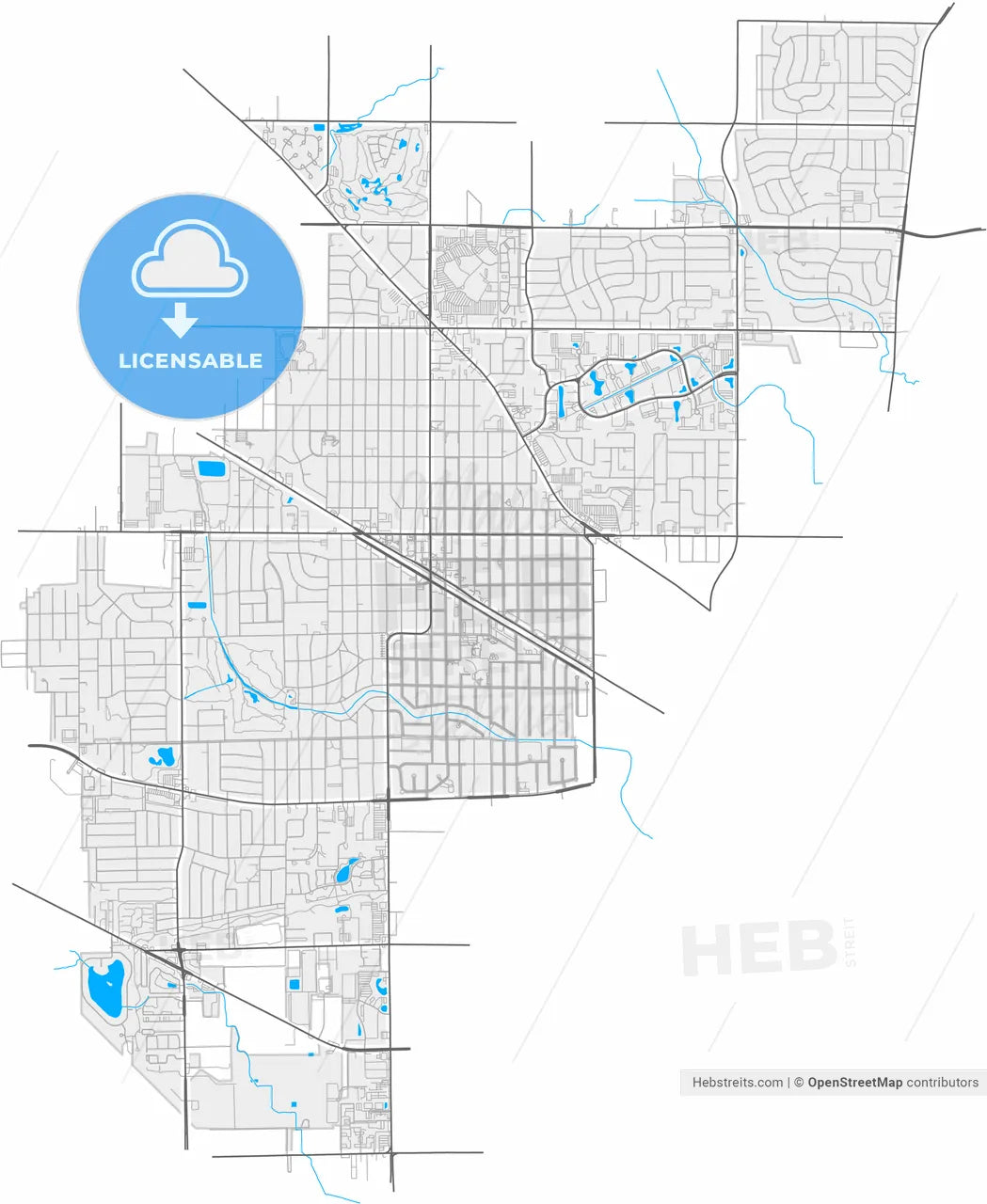 Mount Prospect, Illinois, United States, high resolution vector map - Instant download PDF and JPG