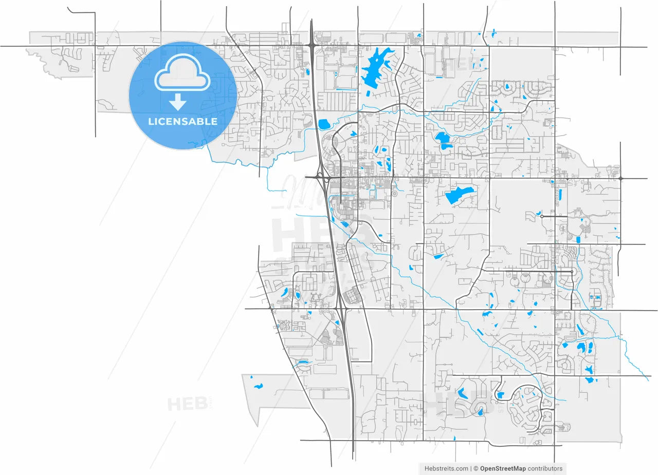 Southaven, Mississippi, United States, high resolution vector map - Instant download PDF and JPG