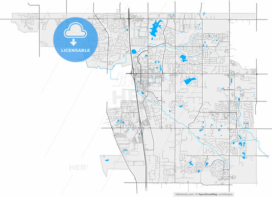 Southaven, Mississippi, United States, high resolution vector map - Instant download PDF and JPG