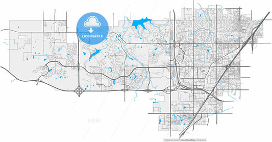 Lenexa, Kansas, United States, high resolution vector map - Instant download PDF and JPG