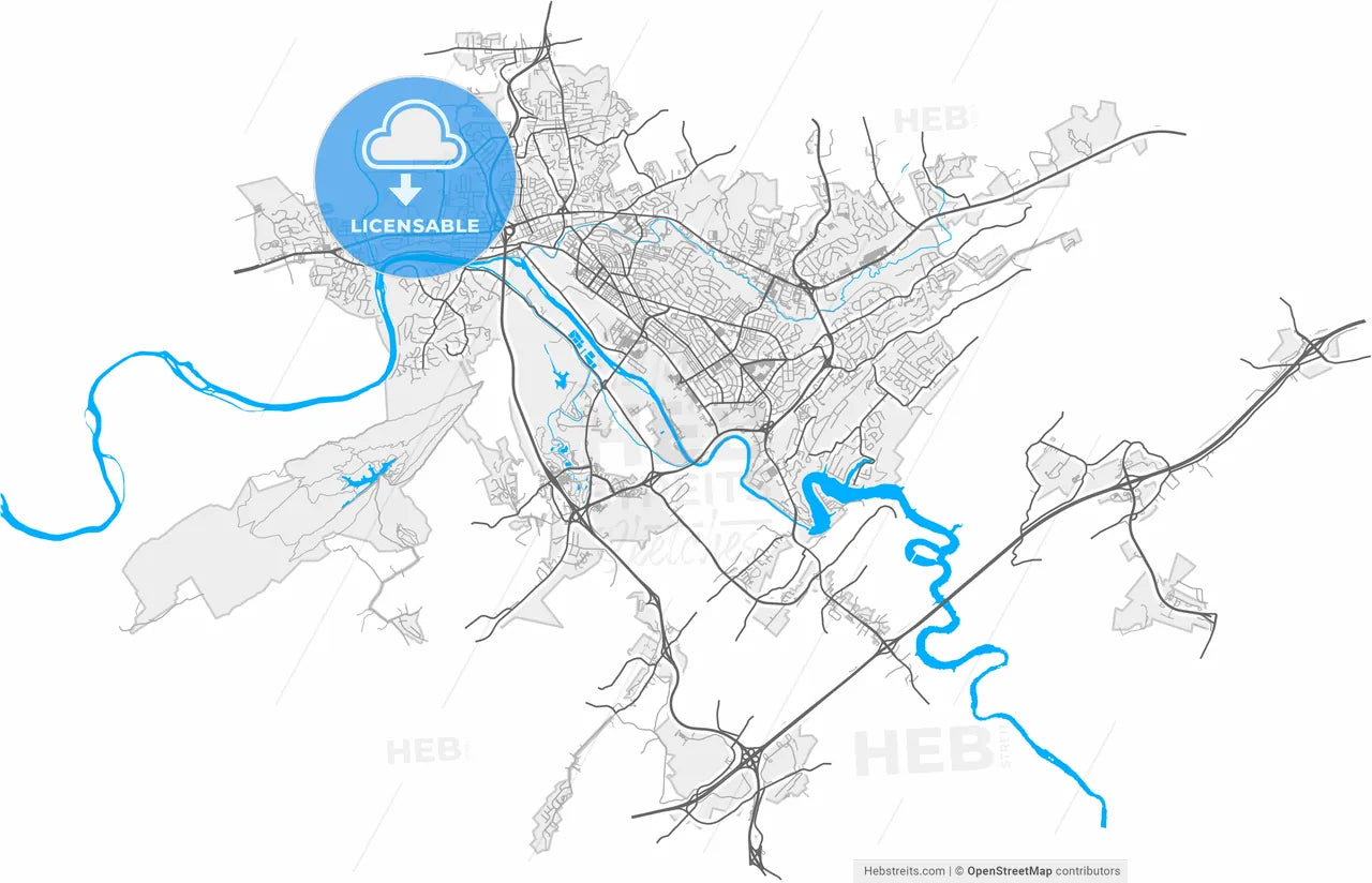Kingsport, Tennessee, United States, high resolution vector map - Instant download PDF and JPG