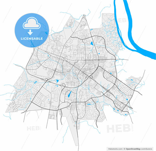 Leesburg, Virginia, United States, high resolution vector map - Instant download PDF and JPG