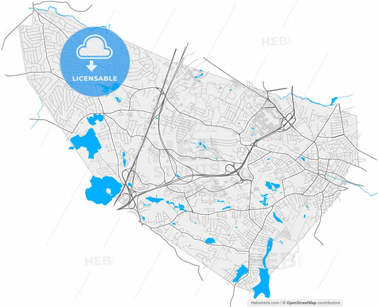 Peabody, Massachusetts, United States, high resolution vector map - Instant download PDF and JPG