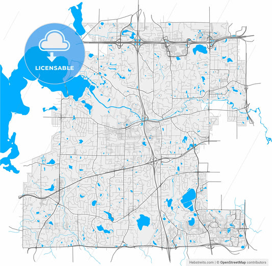 Minnetonka, Minnesota, United States, high resolution vector map - Instant download PDF and JPG