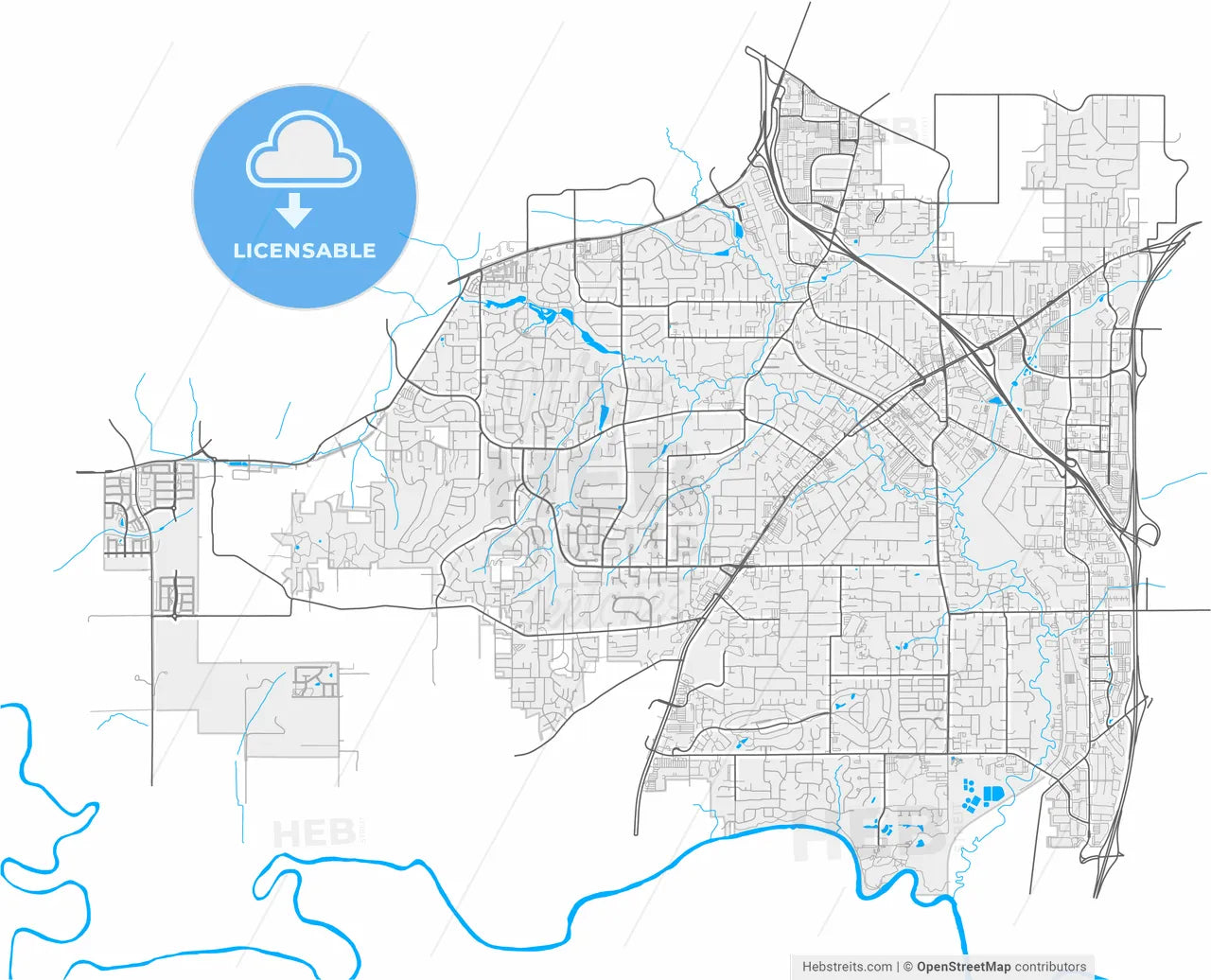 Tigard, Oregon, United States, high resolution vector map - Instant download PDF and JPG