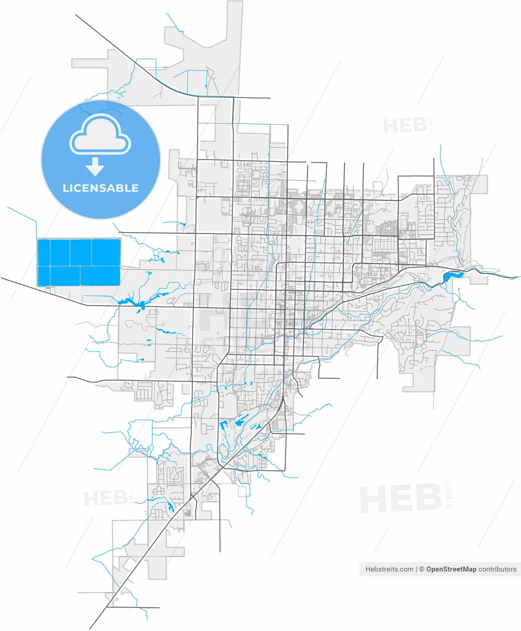 Logan, Utah, United States, high resolution vector map - Instant download PDF and JPG