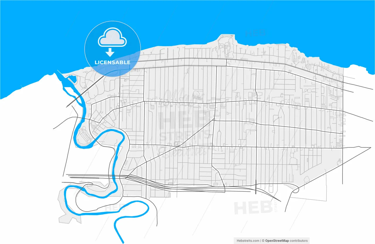 Lakewood, Ohio, United States, high resolution vector map - Instant download PDF and JPG