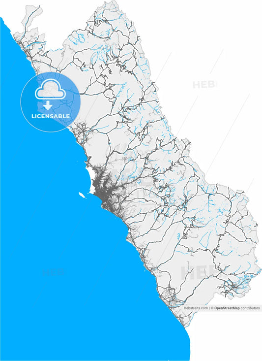 Lima, Peru, high resolution vector map - Instant download PDF and JPG