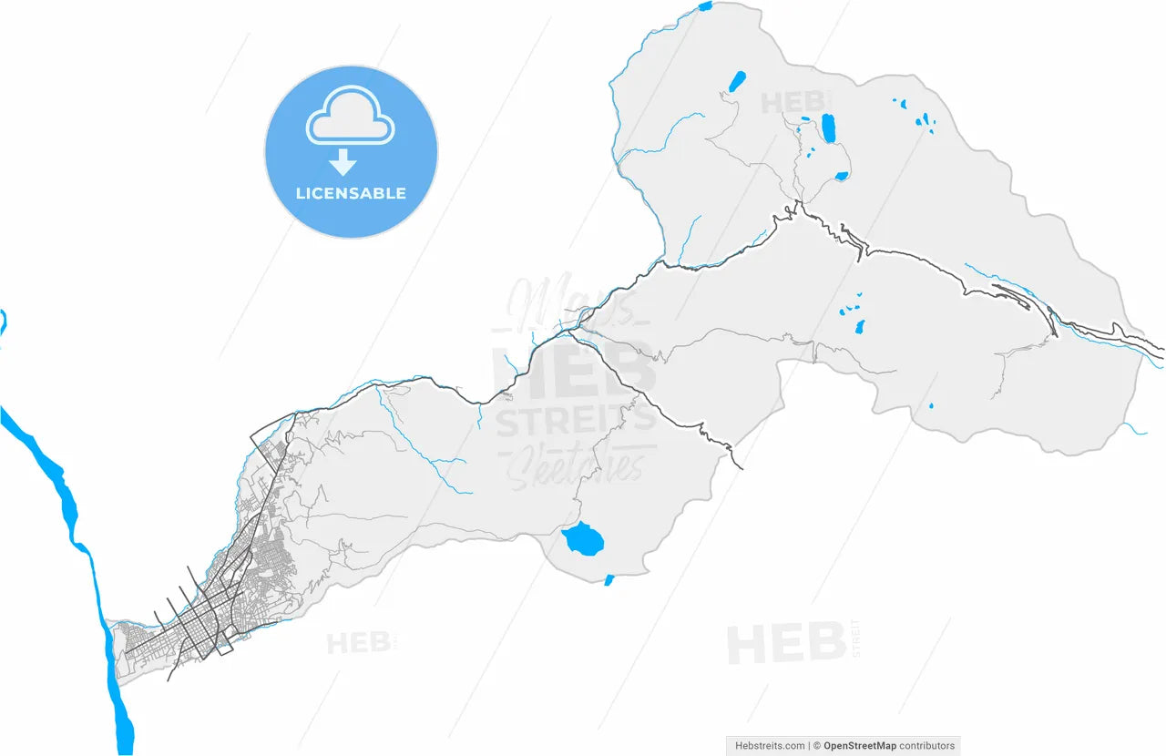 Huancayo, Peru, high resolution vector map - Instant download PDF and JPG