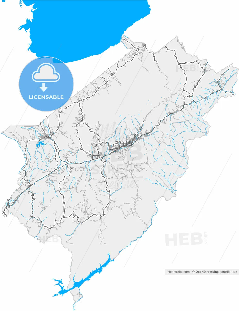 Merida, Venezuela, high resolution vector map - Instant download PDF and JPG
