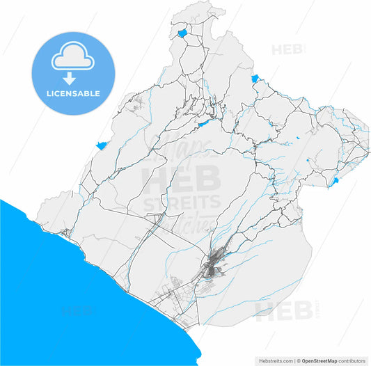 Tacna, Peru, high resolution vector map - Instant download PDF and JPG
