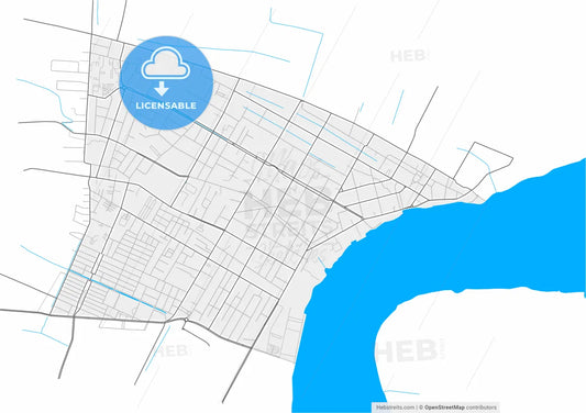 Paramaribo, Suriname, high resolution vector map - Instant download PDF and JPG