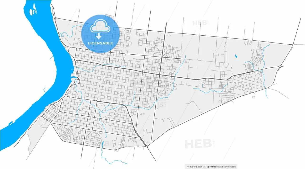 Salto, Uruguay, high resolution vector map - Instant download PDF and JPG